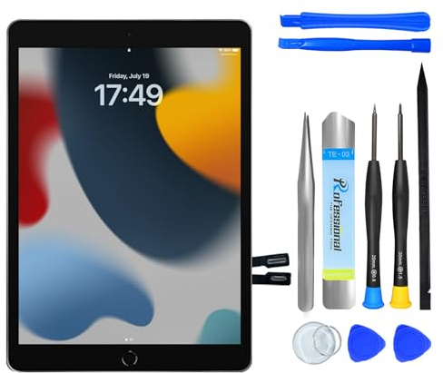 NB+ Touchscreen Digitizer für iPad 9 Display 10,2 Zoll, iPad 2021(A2602 A2603 A2604 A2605) generation, mit Werkzeug Set, mit Vorab klebender(Schwarz)