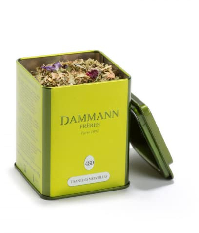 Dammann Frères | Tisana delle Meraviglie | Infuso Verbena, Tiglio, Dattero e Fragola | Tisana Aromatizzata in Foglia (45 Gr) | Arancio & Rabarbaro per Infuso