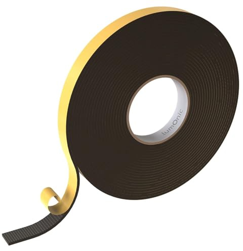 Lumonic 10m EPDM cinta de estanqueidad autoadhesiva 20mm x 4mm I estanqueidad para ventanas y puertas I junta de ventana puerta caucho para protección contra el frío