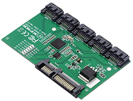 NFHK SATA 3.0 6 Gbps 1 till 5 splitter portar HUB adapter omvandlare PM multiplikator portväljare JMB575