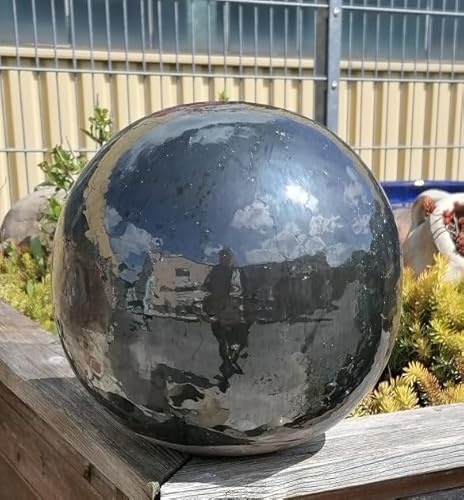 Generisch B-Ware !! Kugel ø ca. 20 cm aus frostfesten Steinzeug Keramik - schwarz graublau glänzend glasiert mit kleinen Fehlern in der Glasur Deko Garten