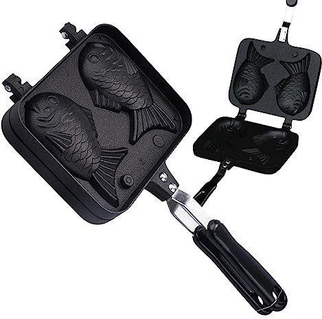 Qmisify Macchina per fare cialde in pesce - Waffle in giapponese - Macchina antiaderente per fare torte calde sul pesce per cucinare a casa per crema pasticcera