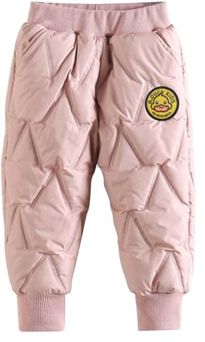 De feuilles Kids Toddler Boys Girls Winter Thick Windproof Trouser Elastic Waistband Padded Warm Snow Pants for Outdoor Sports Pink