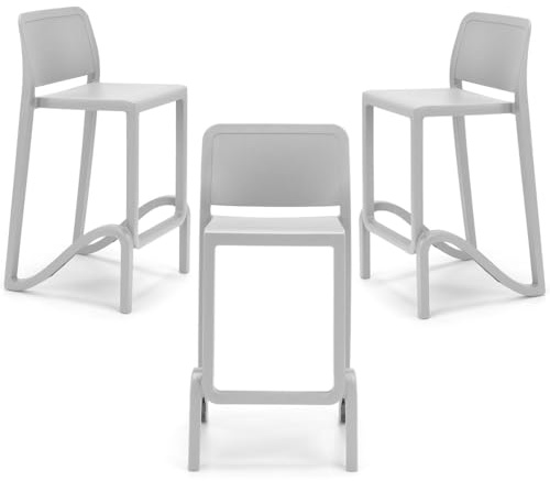 REDÒKASA Sgabello in polipropilene GIANO altezza seduta 65cm, impilabile, idrorepellente, resistente ai raggi UV, design moderno e innovativo, ideale per la cucina, la veranda o giardino (3, Bianco)
