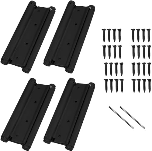 4 Pcs 8'' Heavy Duty Cafe Saloon Door Hinges Double Action Spring Hinge Stainless Steel Self-Closing 200mm… (Black)
