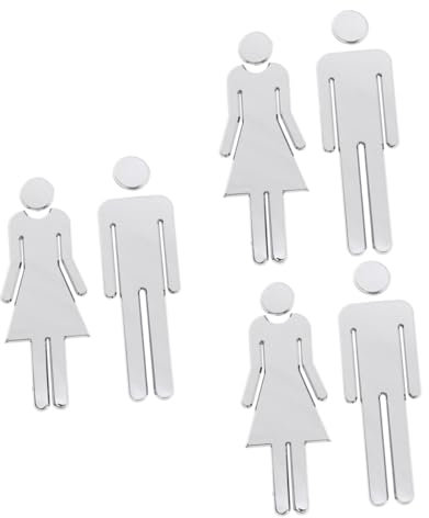 Healeved 3paires Panneau Mural Autocollant Toilette Miroir Décoration Pratique Pour Salle De Bain Signalétique Hommes Femmes Autocollants Résistants à Eau Pour Bureau Et Magasins