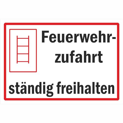 Indigos UG - 3mm Aluverbundplatte - Hinweisschild Feuerwehrzufahrten Feuerwehrzufahrt ständig freihalten 50x35 cm - Warnung - Sicherheit - Hotel, Firma, Haus