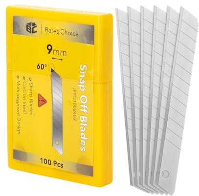 Bates- Snap Off Blades, 100 pcs, 9mm, 60 Degree, Carbon Steel Razor Blades, Razor Blade Retractable