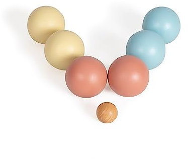 Livoo - Boccia-Spiel JEU003 – FSC-Holz, 6 Kugeln Ø 6,5 cm von 98 g, 1 Zielkugel Ø 3 cm, Baumwollbeutel, ab 2 Spielern, ab 5 Jahren