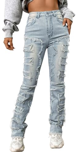 WILLBEST High Waist Jeans Damen Schwarz 48 Female Skinny Jeans Life HW Ankle Skinny Fit Baggy Herren 32/32 Hosen Damen Elegant Sexy Streetwear Cargo Hosen mit Taschen Cargohose Je
