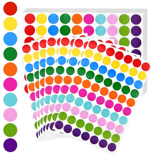 SPEACOUR 3500 Stück Klebepunkte Bunt 20mm Farbige Punkt Runde Aufkleber Sticker Markierungspunkte 10 Farben Aufkleber Rund Punktaufkleber Klebeetiketten Bunte Etiketten für Kalender Büro Schule | Runde Markierungspunkte In 10 Farben Für Kalender, Lager, Büro, Schule, Organisation Und Kennzeichnung