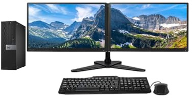 Dell Dual Monitor Trading Setup - FAST Optiplex 7050 SFF PC - Intel Core i5 6th Gen, 2 x 23 HD 1080p Monitors, Leg Base Stand, Windows 11 Pro (Renewed) (16GB DDR4 RAM - 512GB SSD)