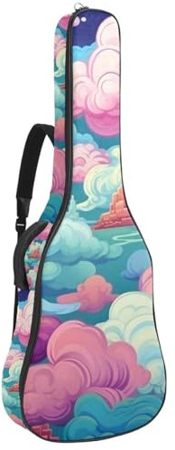 Tasche für Akustikgitarre, schöne Tasche für 40/41/42 Zoll Gitarre, wasserdichte Gigbag mit Schutzschicht, bunte Wolken, mehrfarbig, 42.9x16.9x4.7 in, Gitarrentasche