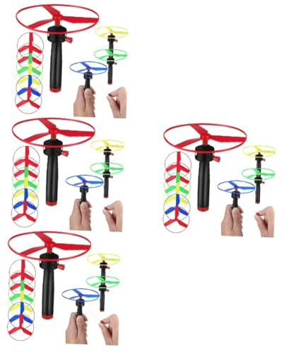 GARVALON 4ensembles Jouets Volants De Lanceurs Et Disques Colorés Jouets Extérieurs Interactifs pour Famille