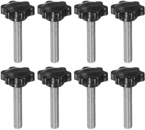 QUARKZMAN 8 Stück Rändelschrauben mit Sterngriff M10 x 55mm x 38mm Sterngriffschraube Kunststoff Knopf Edelstahl 304 Gewindebolzen Klemmschraube Sterngriffmutter Klemmknopf für Maschine