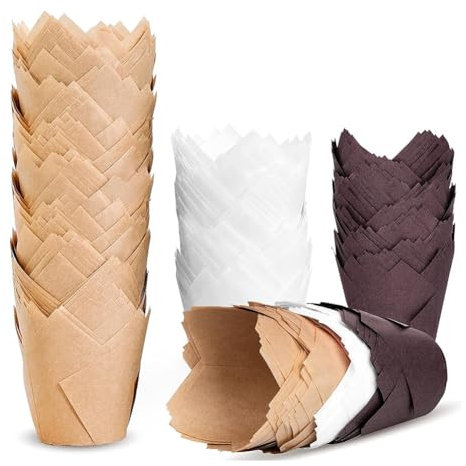Joumitty 200 Pirottini per Cupcake Un Forma di Tulipano, Supporti per Pirottini per Muffin per Pirottini, Pirottini per Cupcake Resistenti al Grasso per Feste, Natale