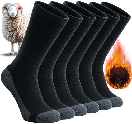 Benirap Chaussettes Hiver Chaude Homme Femme, Chaussettes de Randonnée en Laine Mérinos, Anti-Ampoules, Chaussettes Sports pour Trekking, Cyclisme, Trail Running, Ski, 3 Paires