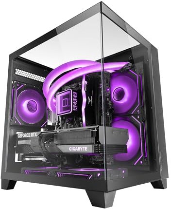 MARS GAMING MC-S2, Boîtier PC Gaming Compact Micro-ATX, 2 Ventilateurs FRGB Raibow avec Grille Frontale, Fenêtre Latérale Complète, Blanc