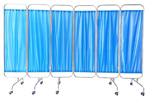 Medical Privacy Screen, Medical Privacy Screen on Wheels Hospital Curtain Room Divider for Nursing Homes Emergency Room, Ward, ICU (Blue, 6 Panel)