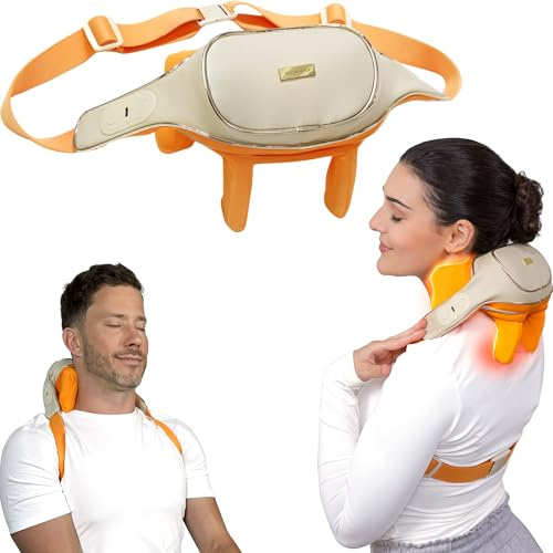 soulajeur Cordless Neck and Shoulder Massager with Heat and Voice Prompts, Compact and Lightweight, Deep Tissue Shiatsu Neck and Back Massager for Pain Relief, Gifts for Women, Men, Mom and Dad