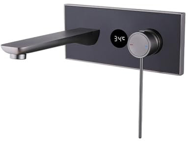 water-tap Wall Mount Bathroom Faucet with LED Digital Display, Vanity Faucets Single Handles Tub Faucet Bathroom Faucet Modern Concealed Brass Basin Mixer Tap Faucet