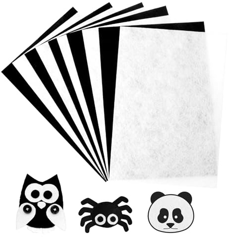 ZMDMAH 10 Stücke Steifer Filz, 20 x 30 cm Schwarz und Weiß Stiff Felt Soft Craft Felts, 2 mm dicker Filzstoff für DIY-Bastelarbeiten Nähen manuelle Dekoration Partydekorationen