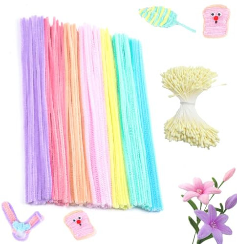 Femnow 100 Stück Pfeifenreiniger, Pfeifenputzer zum Basteln mit 400 Stück Staubblätter, Pfeifenreiniger zum Bastel, Pipe Cleaner, Pfeifenputzer Pastell, Pfeifenreiniger Pastellfarben DIY Dekorieren