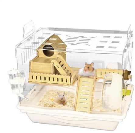 Hamsterkäfig | Transparente große Hamsterkäfige für optimale Tierbeobachtung | Doppelstöckige Villa Hamsterhaus | Einfache Montage Kleintierheim für Liebhaber, Familien