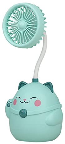 Mipcase Cat Desk Fan 360° Flexible Hose Pen Holder Portable USB Rechargeable Mini Fan for Home Dorm Office Quiet Operation Cute Cartoon Design Non Slip Base