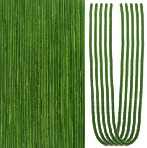 TOAOB 50 Stück Grün Pfeifenputzer zum Basteln 60 cm Lang Pfeifenreiniger | Chenilledraht Biegeplüsch Basteldraht Overlength, Lang 60cm und Breit 6mm, für Basteln und Dekorieren Kunst Handwerk