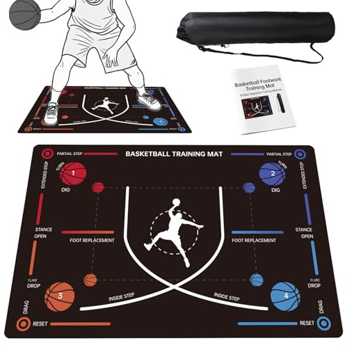 ZVD Portable Basketball Training Mat - Non-Slip Footwork Agility Mat for All basketball enthusiasts, Durable Basketball Footwork Training Equipment to Improve Speed, Strength, Coordination