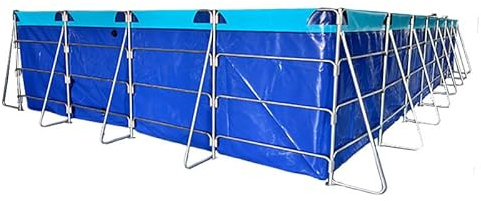 Piscina fuori terra con struttura in metallo, grande piscina per acquacoltura, struttura a rete in PVC a 3 strati, telaio antiruggine, materiale ispessito 0,7-1,6 mm, 4,9 x 3,3 x 1,97 m
