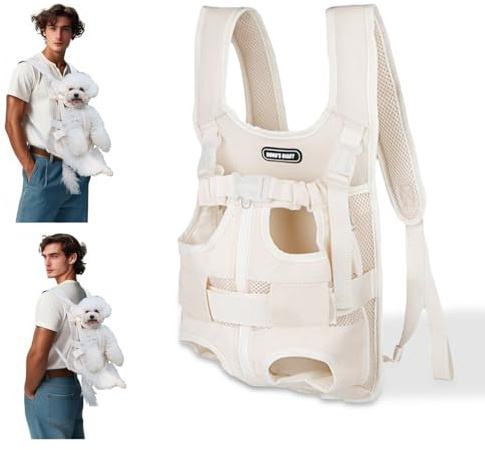 Haustier Rucksack, Hundetrage Verstellbar Hunderucksack Tragbar Atmungsaktives Katzenrucksack, für Klein Mittler Hunde Katze Welpen (Beige, S)