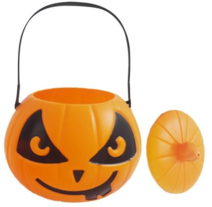 Cubo de calabaza de Halloween -Lantern, cubo de calabaza de Halloween | Cesta de calabaza | Cesta de calabaza dulce o amarga con tapa, cubo de calabaza naranja portátil como regalo