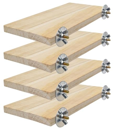 Sxutop 4 Pièces Perroquets Plate-Forme De Repos Plateformes d'escalade en Bois Chinchilla Tremplins en Bois Planches à Ressort Rectangulaires pour Oiseau, Perroquets, Hamsters, Gerbilles
