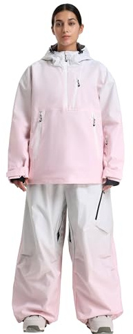 GSOU SNOW Women's Ski Jacket and Pants Set Baggy Snowboard Jacket Snow Suit Waterproof Windproof Hooded Coat M