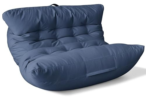 Aiire Pouf Poltrona Sacco Doppio XXL – Puffo per Sedersi a 2 Posti con Imbottitura Inclusa, Bean Bag Chair Camera da Letto o Salotto – Pouffe Design per Lettura, Relax o Gaming Blu