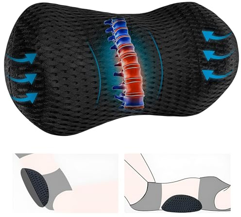 Accessonico Lumbar Pillow Lumbar Supports Cushion,Ergonomic Streamline Back Support Pillow for Back Pain Relief Car Seats Office Chair Gaming and Supports Pillows During Rest (Black)