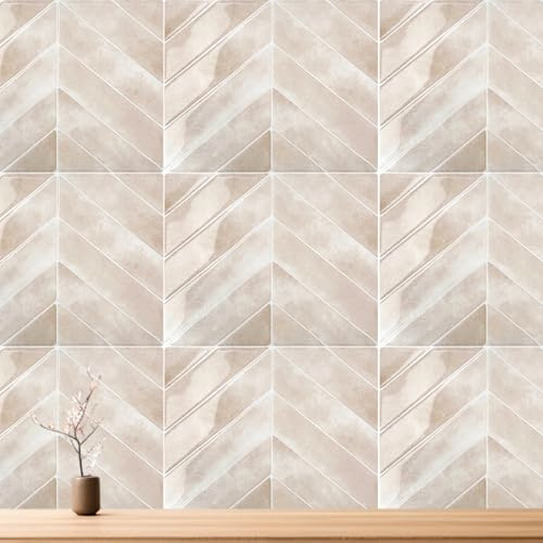 Pegatinas de pared, autoadhesivas, 29 x 23 cm, 10 unidades, impermeables, 3D, antisalpicaduras para cocina, baño y pared (beige)