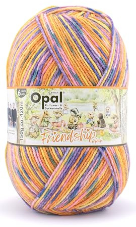 Opal Sockenwolle Friendship, 6-fädig, 150g/420m, 75% Schurwolle/25% Polyamid, Nadelstärke 3-4mm, Waschbar 40° (11565 Lagerfeuerliebe)