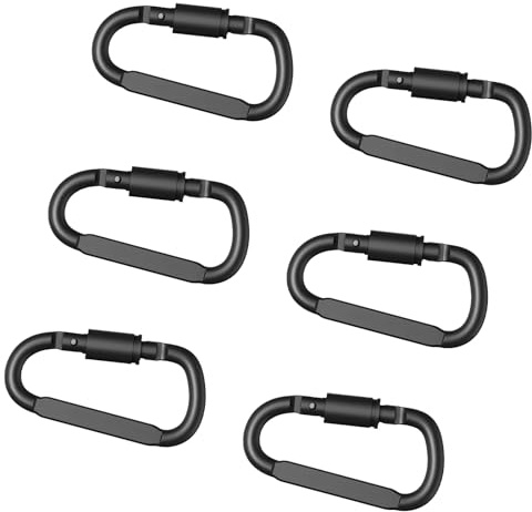 FANSHINUO 6 mosquetones en forma de D de 20 kg de tornillo de aluminio para escalada y al aire libre, hebillas de escalada profesionales, gancho de mosquetón en forma de D