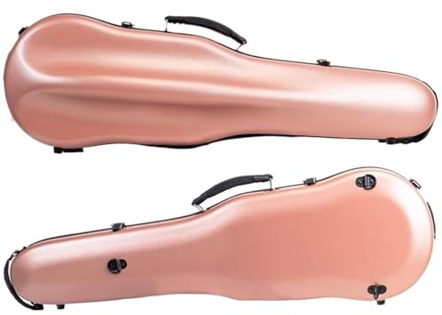 4/4 Violine Hartschalenkoffer Frosted Violin Fiddler Rucksack Composite Carbon Fiber Box Dreieckskoffer mit doppelter Schulter Violinkoffer(Pink)