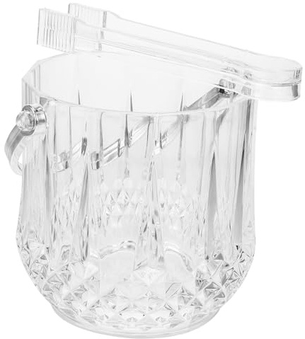 Toyvian Seau à Glace Transparent 2 Pièces Pince en Plastique Seau Multifonction Pratique pour Bar Hôtel et Karaoké Bac à Glace Portable pour Refroidir Bouteilles Facile à Nettoyer