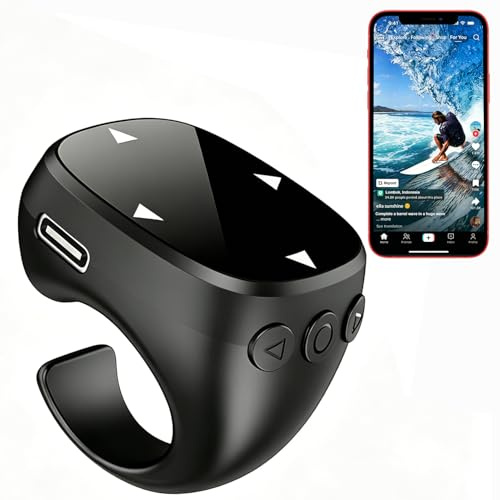 SRAYG Anillo de desplazamiento con punta de los dedos, para Tik Tok, iPhone, iPad, Bluetooth, mando a distancia, ratón multifunción Bluetooth con pantalla táctil con iOS y teléfonos Android