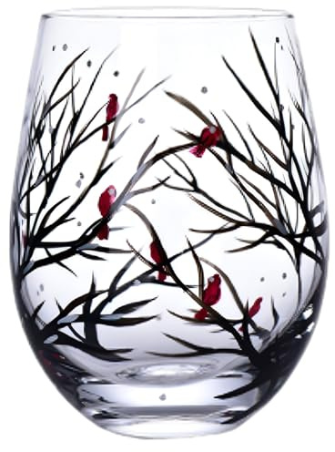 Set Di 4 Bicchieri Da Vino Rosso In Cristallo Da 450 Ml, Calici Rossi E Bianchi(Winter B)