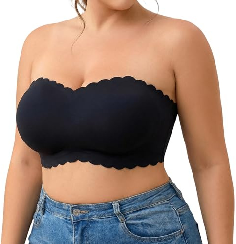 viiotu Soutien-gorge push-up sans bretelles pour femme - Grandes tailles - Invisible - Sans bretelles - Silicone antidérapant - Bralette sans coutures réglable