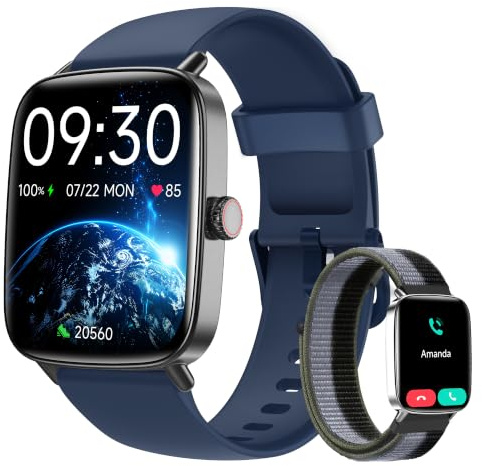 Smartwatch Herren Damen, 1.85 Smart Watch mit Telefonfunktion, Fitnessuhr mit Pulsuhr Schlafmonitor SpO2, 110 Sportmodi Fitness Tracker,IP68 Wasserdicht Schrittzähler Sportuhr für Samsung/iOS/Android