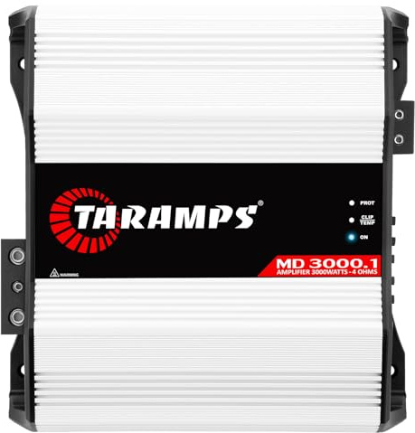 Taramps MD 3000.1 Full Range Förstärkare 3 000 Watt RMS 4 Ohm 1 kanal Högeffektiv Mono Förstärkare Klass D, Bass Boost Bil Ljud Monoblock, Överskärning, High Power Amp