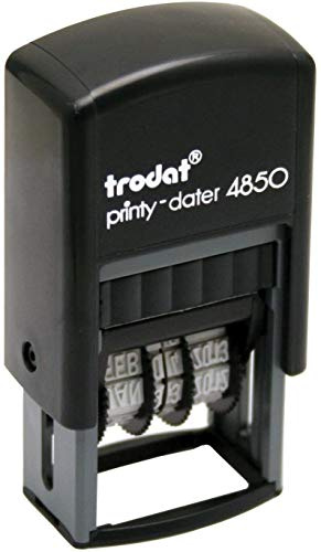 Trodat 4850 25 x 10mm - Personalised Date Rubber Stamp - with 1 Line of Text and Black Ink