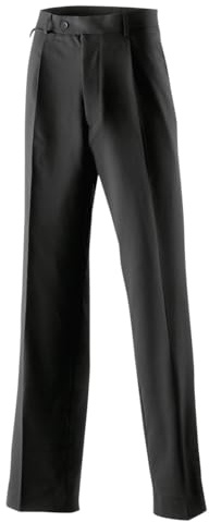 EXNER Pantalones de traje para hombre, pantalones de servicio con pliegues en la cintura, mezcla de lana virgen bielástica, 3 colores, Negro , 50